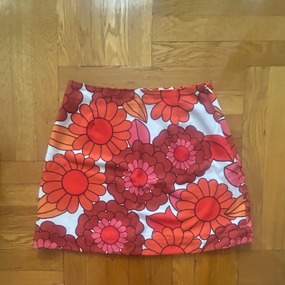 Dodo Bar Or Floral Mini Skirt - Red and Orange